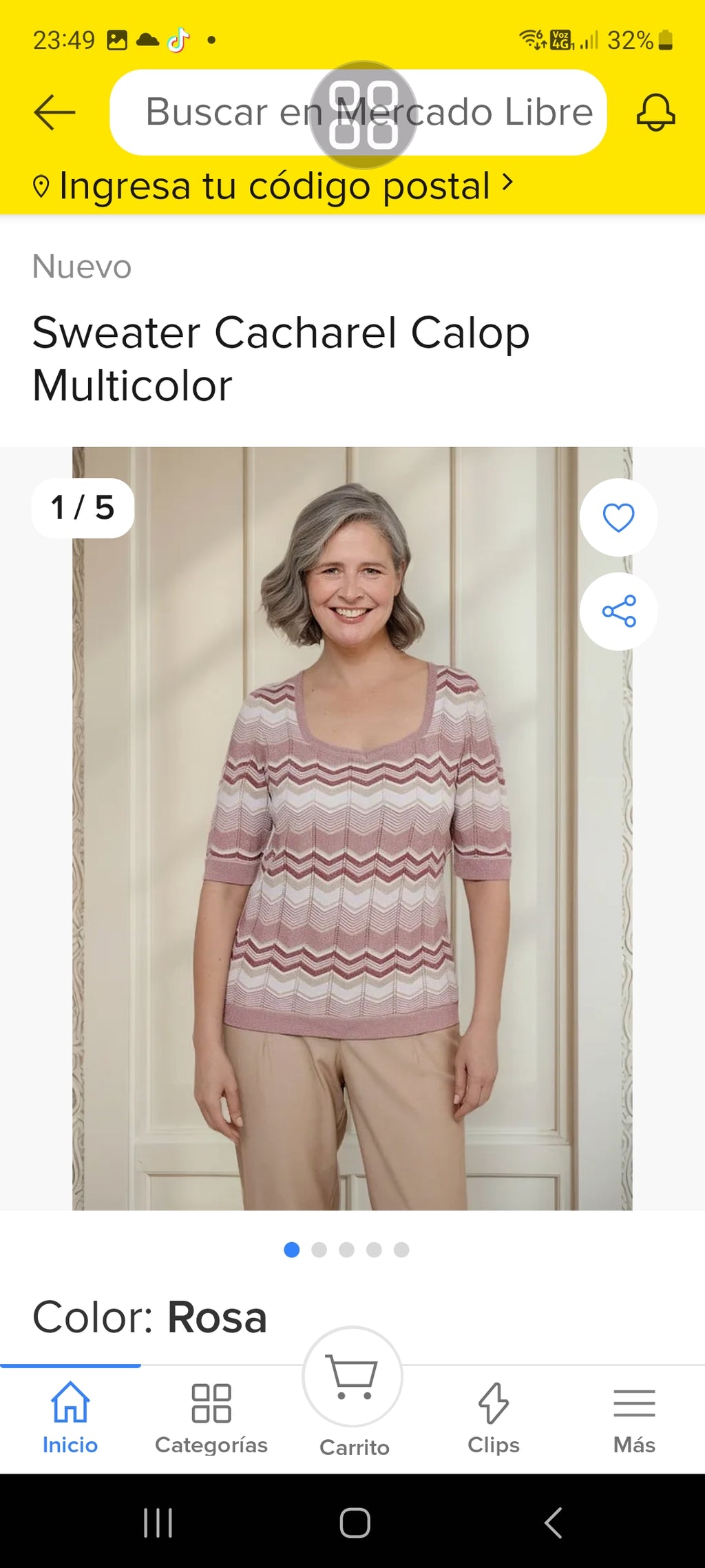 Sweater Cacharel Calop Multicolor Color Rosa Talla S